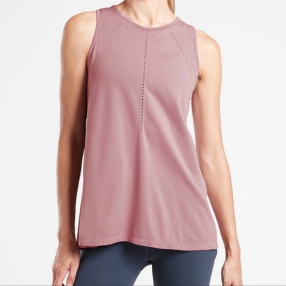 Athleta Tops - Athleta Pink Foothill High Neck Split Back Athletic Tank Top Women’s Medium